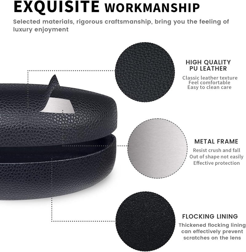 molshine Hard Shell Sunglasses Case,Classic Large Glasses Case for Sunglass,Eyeglasses with Cleaning Cloth,Pouch - Image 4